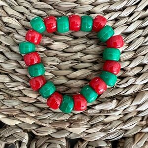 Red and Green Beaded Bracelet